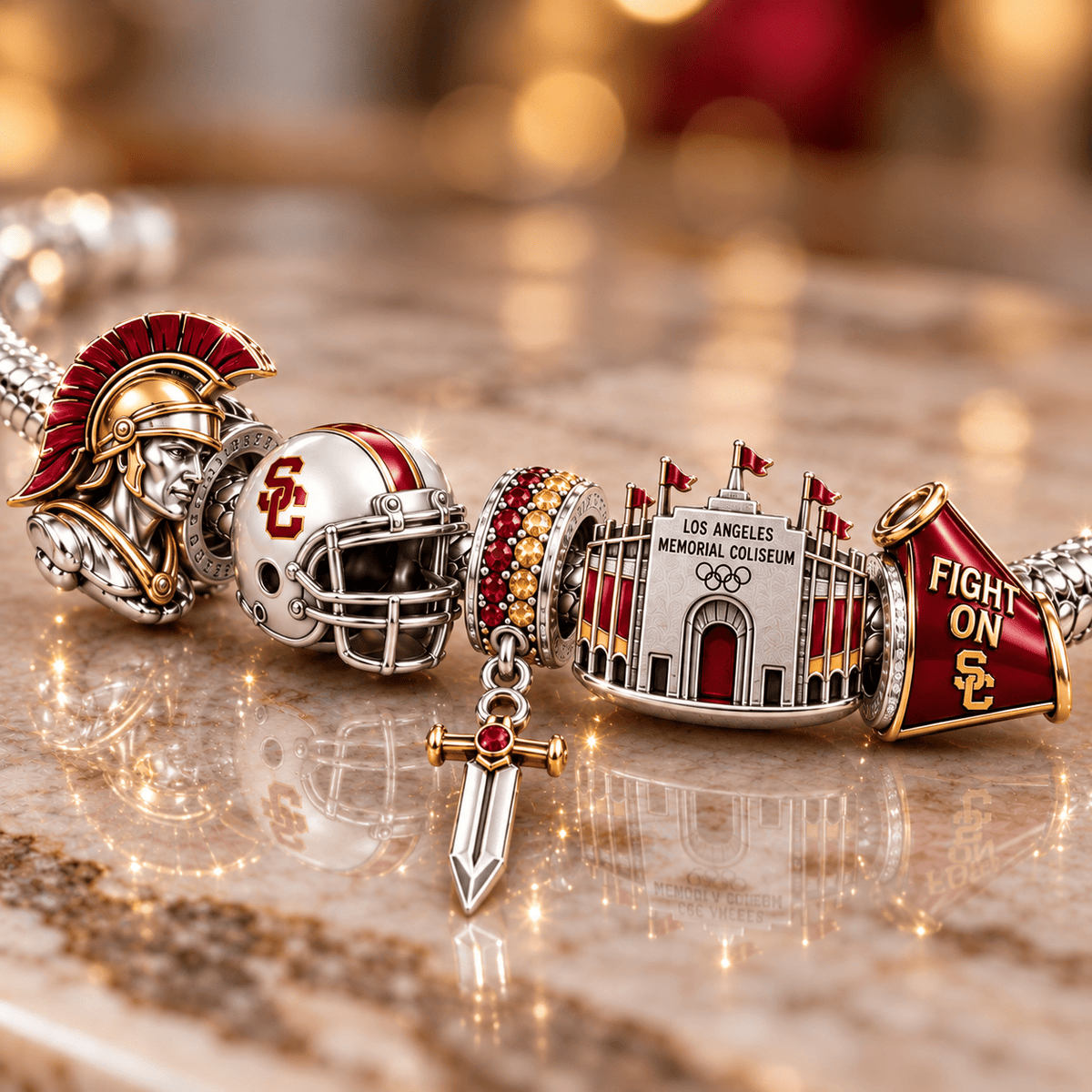 USC Silver Charm Bracelet Set NTTB