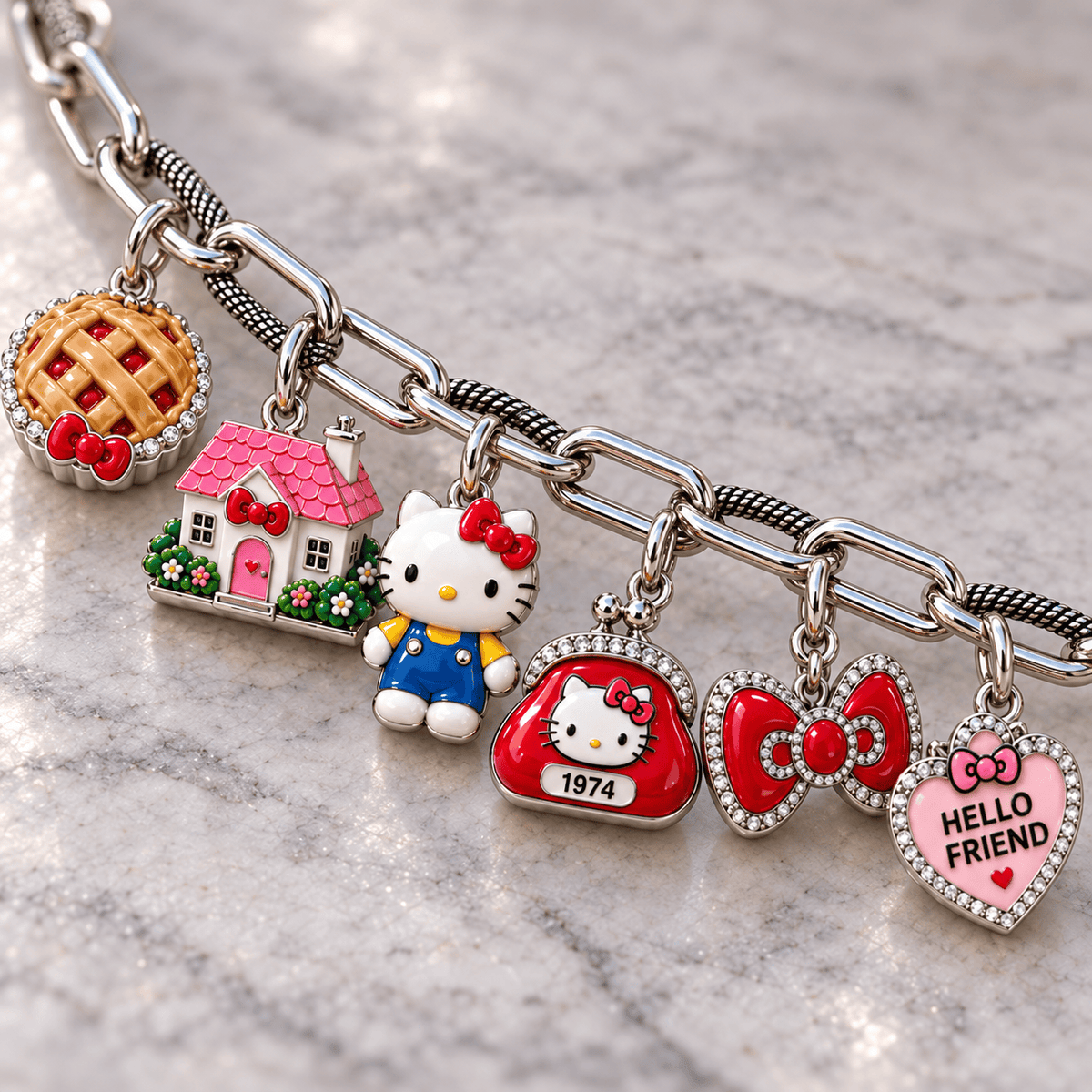 HLKT Silver Charm Bracelet Set NTVA