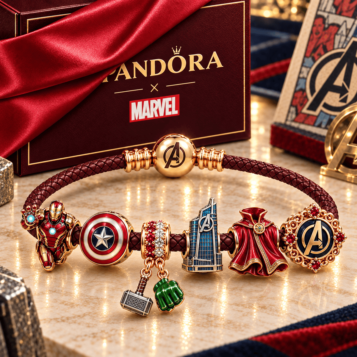 MVL Braided Leather Charm Bracelet Set NHVH